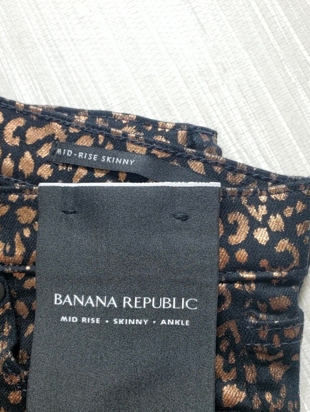 Banana Republic Mid Rise Skinny Stretch Jeans Metallic Leopard sz 29/8 NWT $129 - Picture 9 of 10